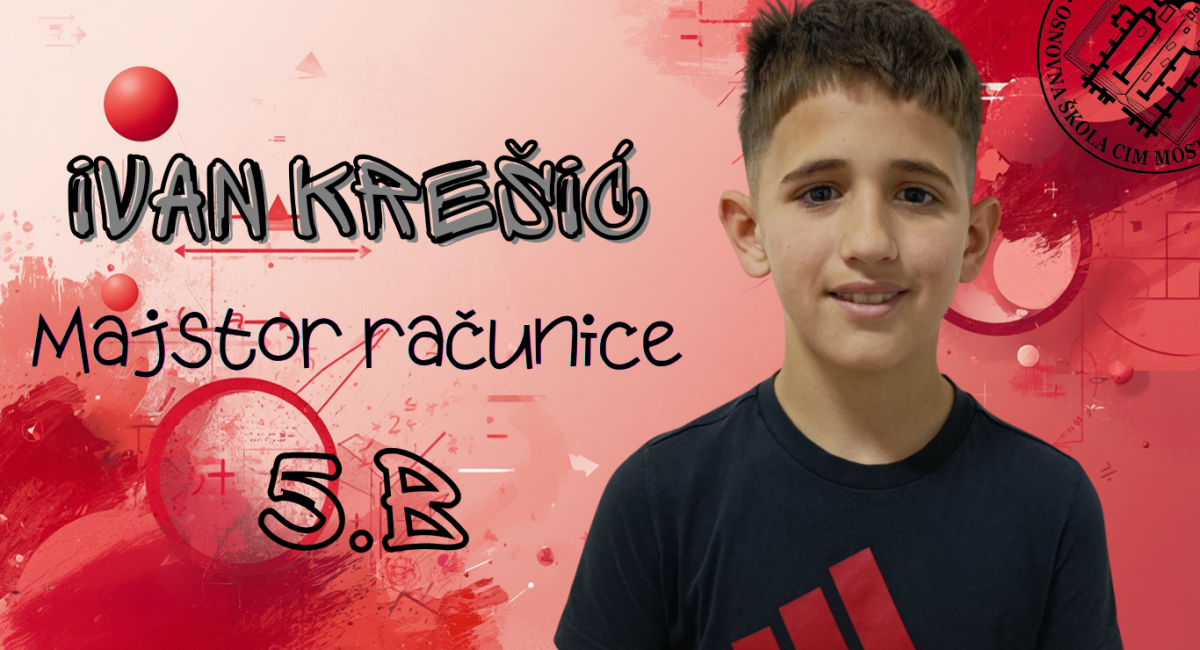IVAN KREŠIĆ 5.b – odličan na matematičkome natjecanju
